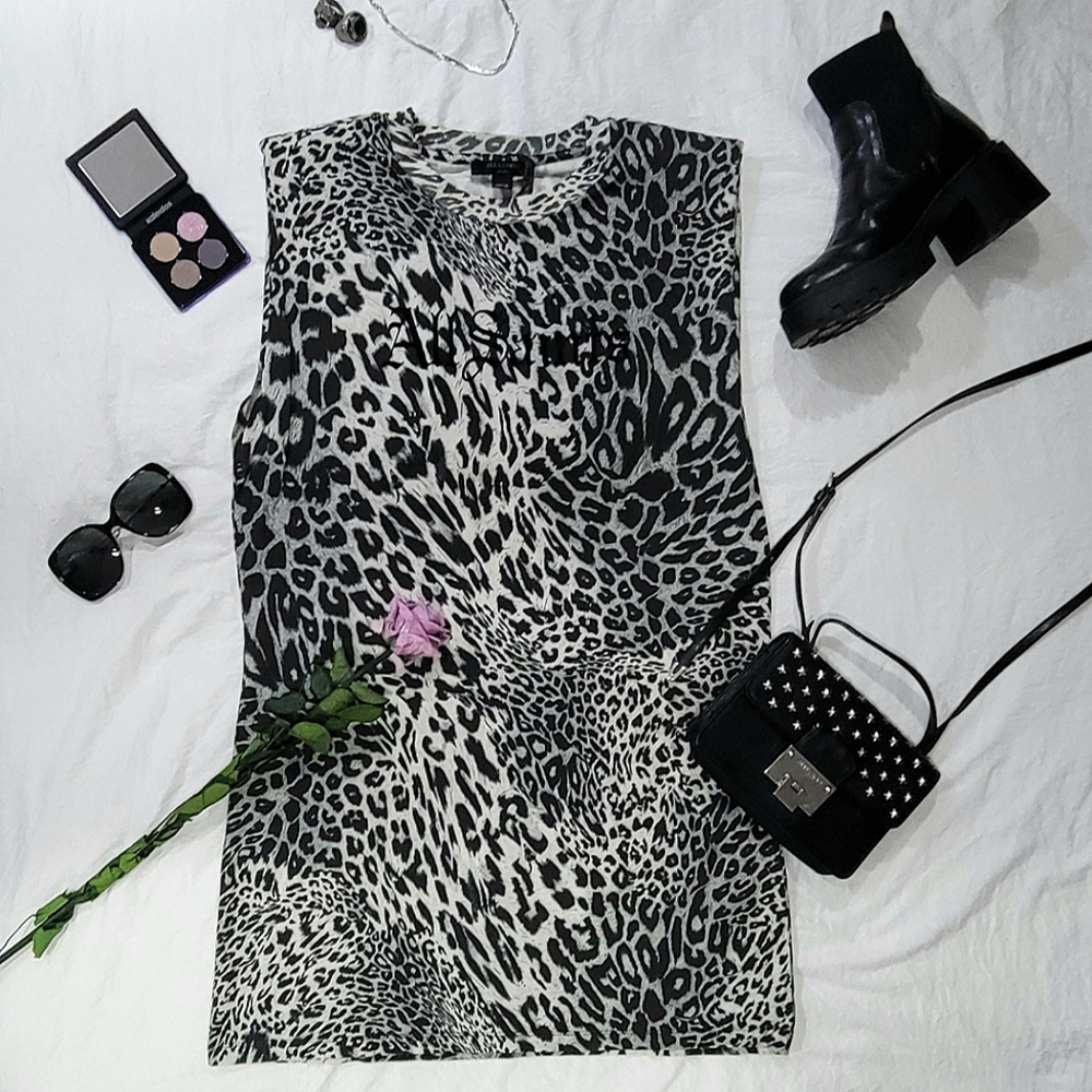 AllSaints Coni Tank Dress (Leopard Gray)